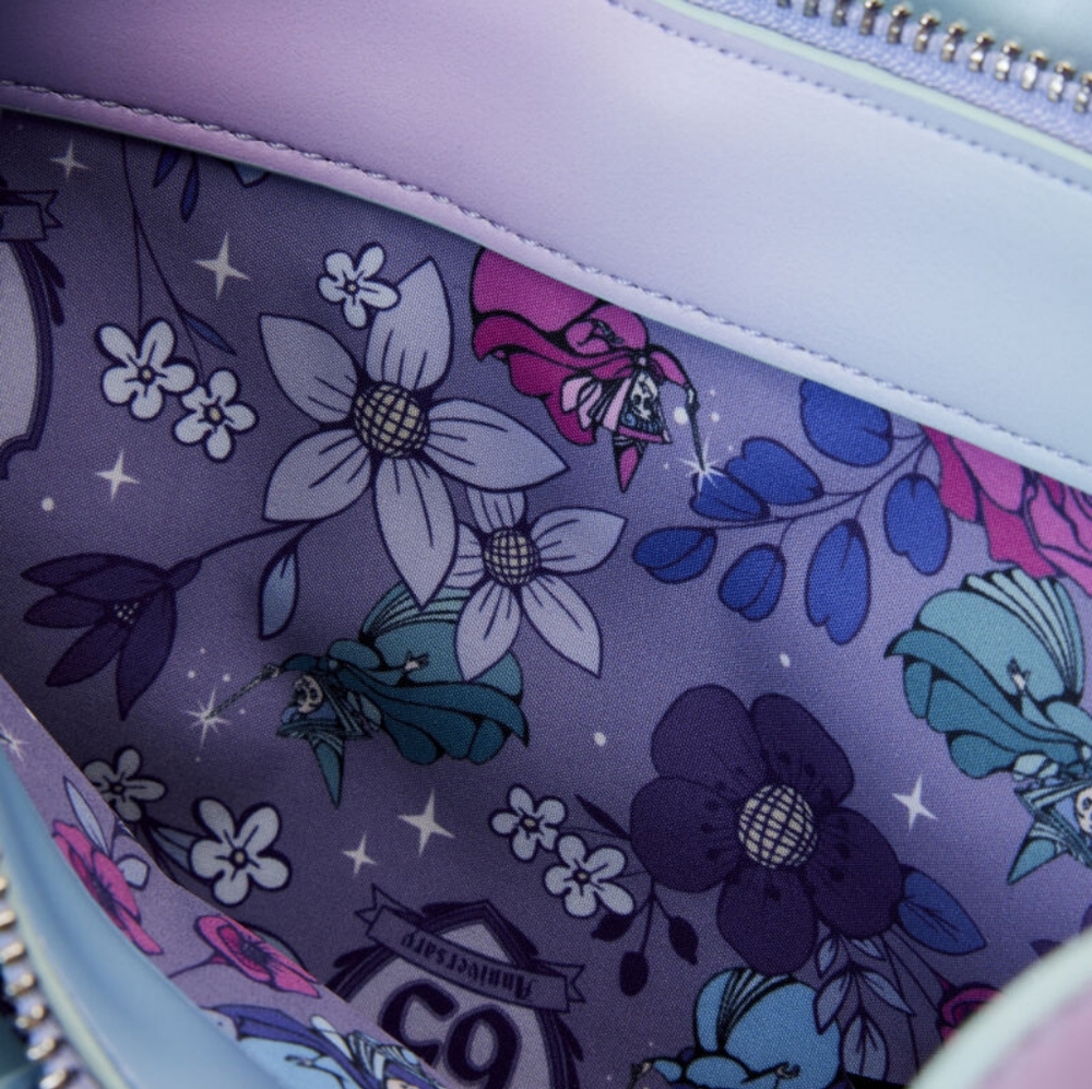 Loungefly Sleeping Beauty 65th Anniversary 3 Fairies Floral Ombre Crossbody Bag - Picture 3 of 5